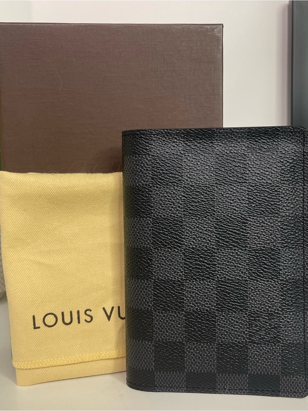 Louis Vuitton Black Damier Graphite Passport Holder